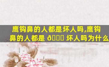 鹰钩鼻的人都是坏人吗,鹰钩鼻的人都是 🐞 坏人吗为什么